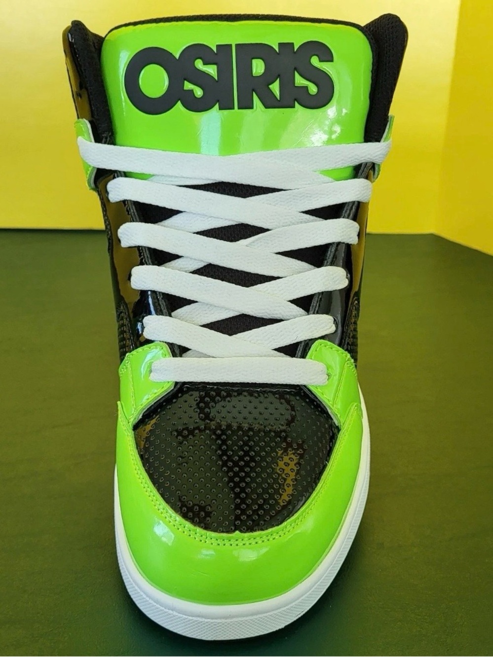 Osiris Convoy Neon Lime and Black High-Top Skate Sneaker
